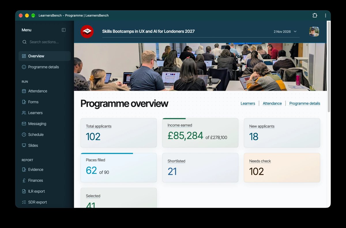 The LearnersBench learner management system overview