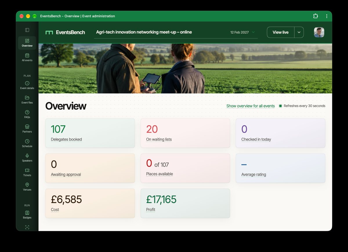 The EventsBench event management system overview